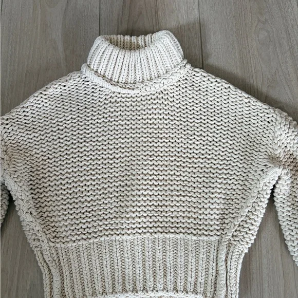 Free People My Only Sunshine Sweater Womens Sz XS Cream Chunky Knit Mock Neck - Picture 2 of 7